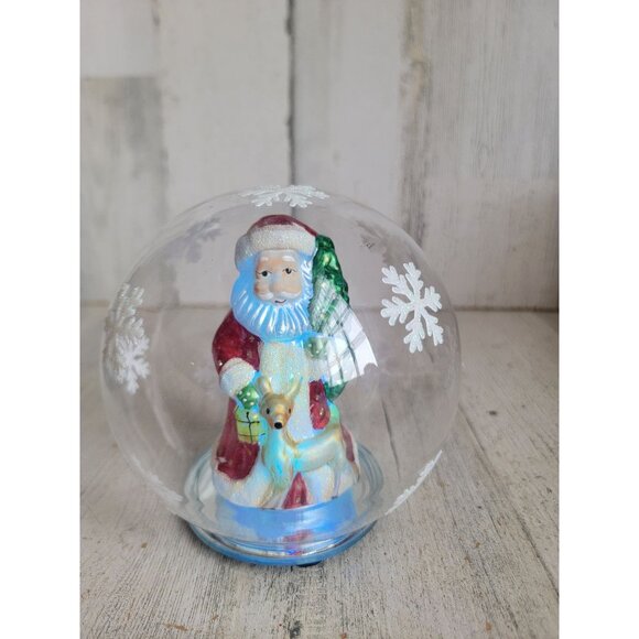 Santa ball light up snowball glass ornament Xmas glitter - Picture 8 of 8